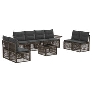 Tuinbankenset poly rattan grijs 8 persoons