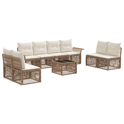 Tuinbankenset 9 pcs Beige poly rattan