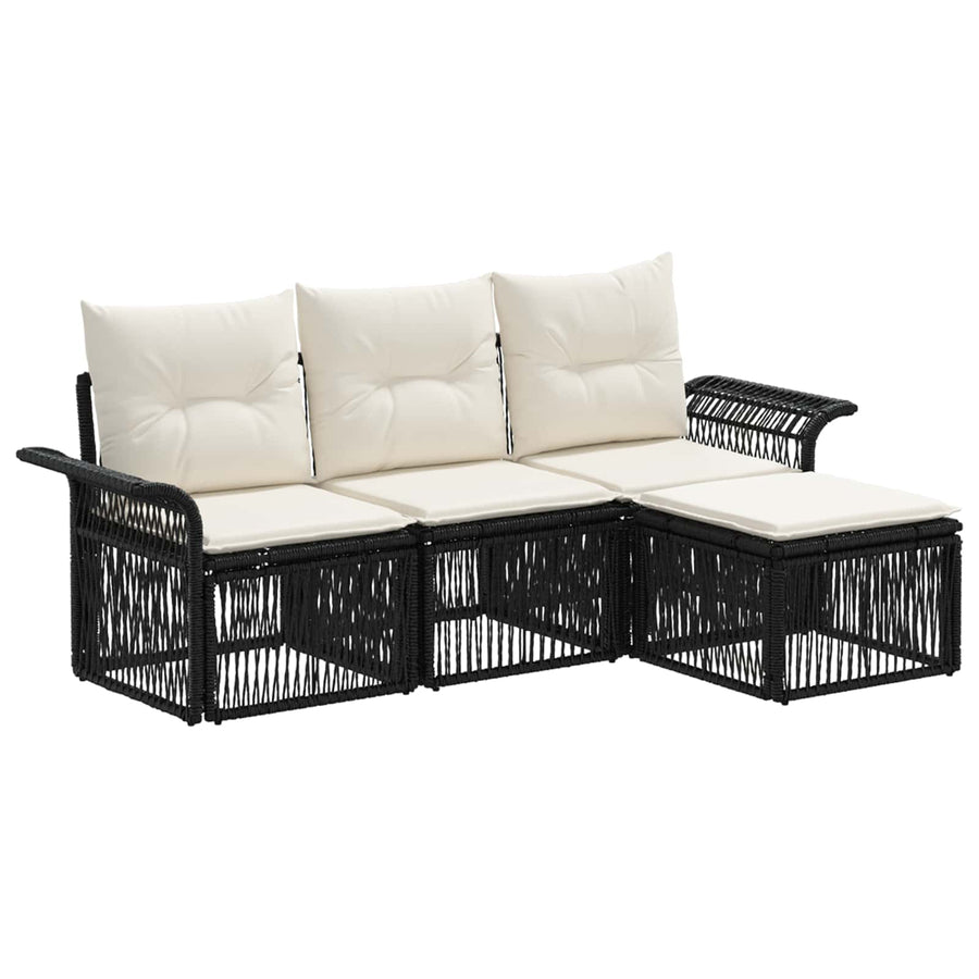 Tuinbankenset 4 pcs Zwart poly rattan