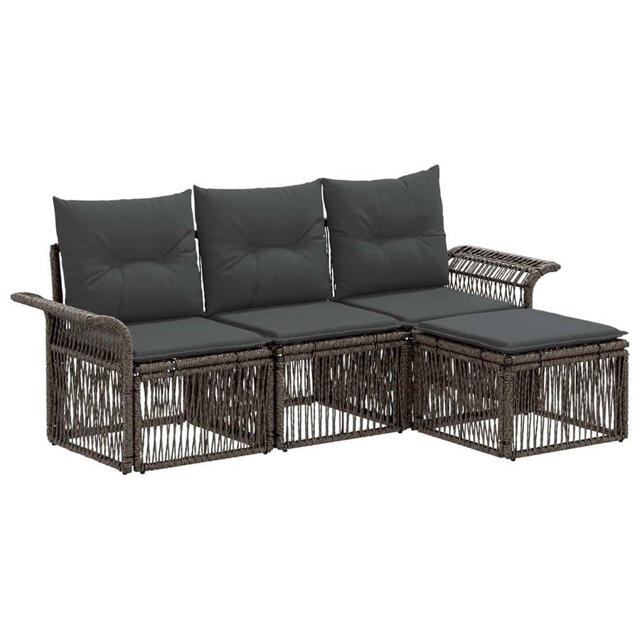Tuinbankenset 4 pcs Grijs poly rattan