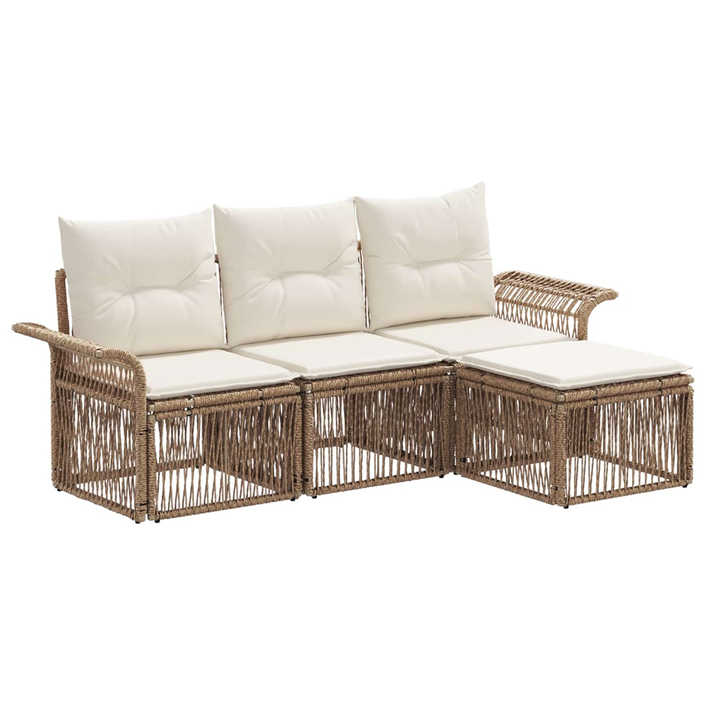 Tuinbankenset 4 pcs Beige poly rattan