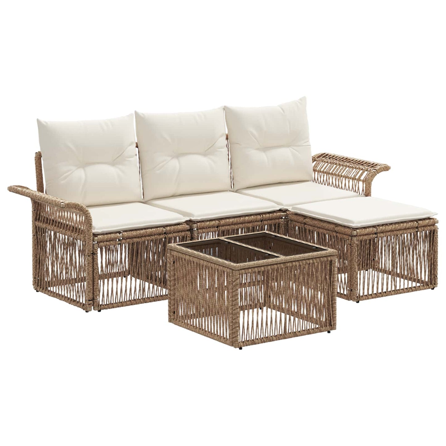 Tuinbankenset 5 pcs Beige poly rattan