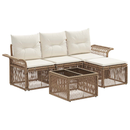 Tuinbankenset 5 pcs Beige poly rattan
