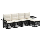 Tuinbankenset poly rattan zwart 5-delig