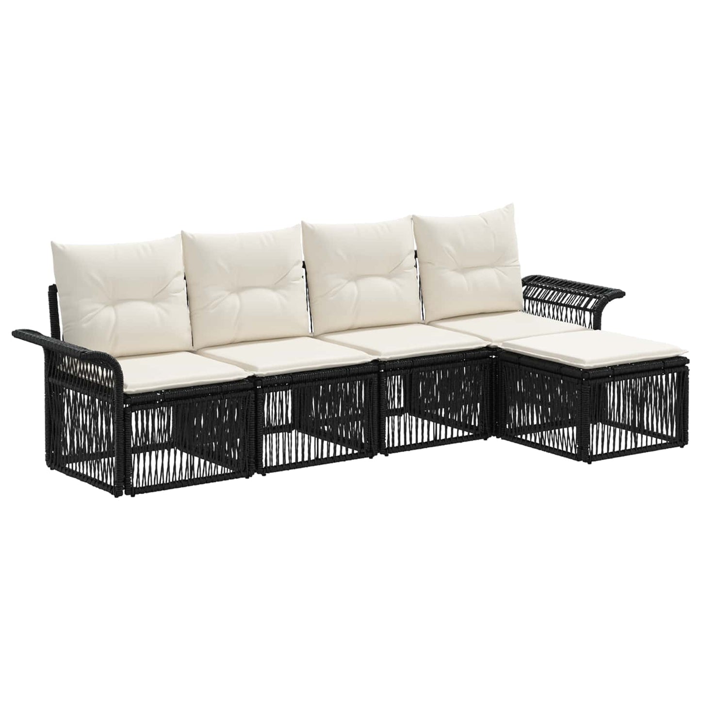 Tuinbankenset 5 pcs Zwart poly rattan