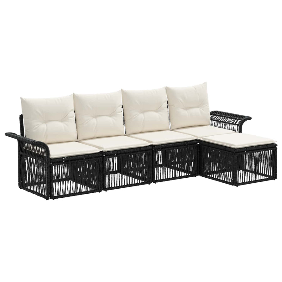 Tuinbankenset 5 pcs Zwart poly rattan