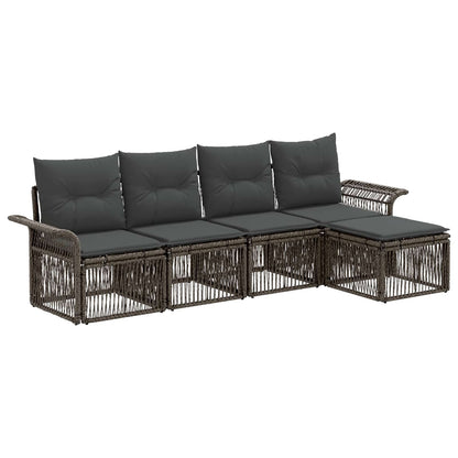 Tuinbankenset 5 pcs Grijs poly rattan