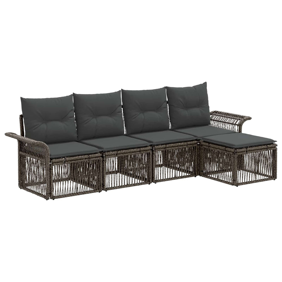 Tuinbankenset 5 pcs Grijs poly rattan