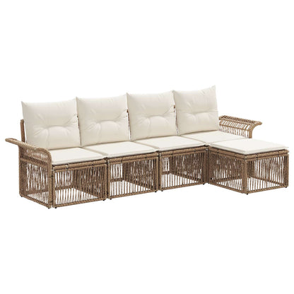 Tuinbankenset 5 pcs Beige poly rattan