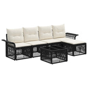 Tuinbankenset poly rattan 6-delig zwart