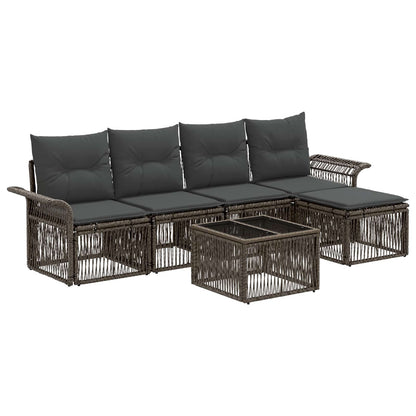 Tuinbankenset 6 pcs Grijs poly rattan