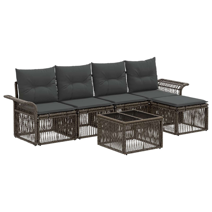 Tuinbankenset 6 pcs Grijs poly rattan