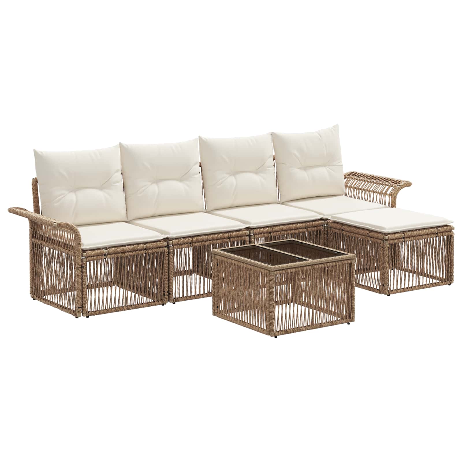 Tuinbankenset 6 pcs Beige poly rattan