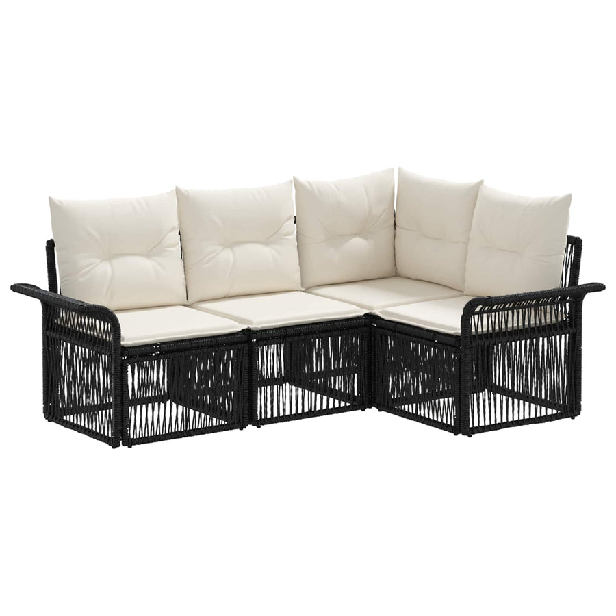 Tuinbankenset 4 pcs Zwart poly rattan