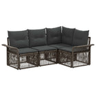 Tuinbankenset 4 personen poly rattan grijs