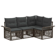 Tuinbankenset 4 personen poly rattan grijs