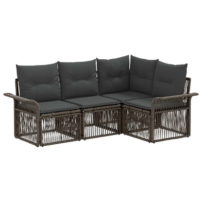 Tuinbankenset 4 pcs Grijs poly rattan
