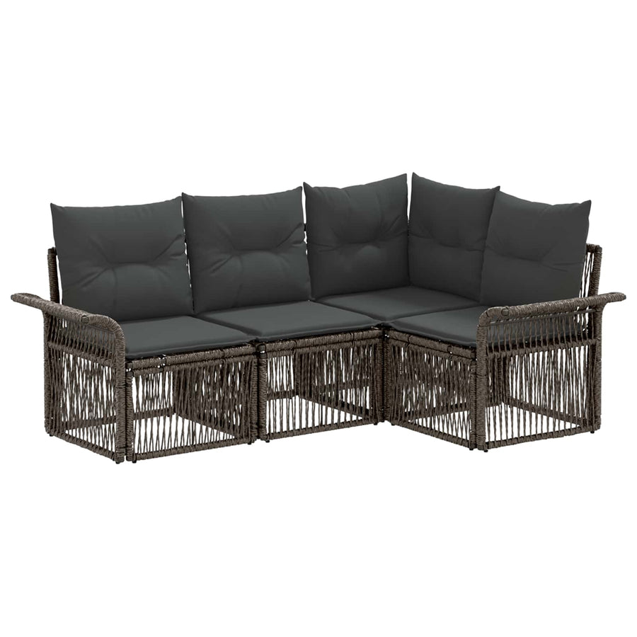 Tuinbankenset 4 pcs Grijs poly rattan