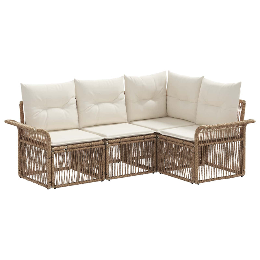 Tuinbankenset 4 pcs Beige poly rattan