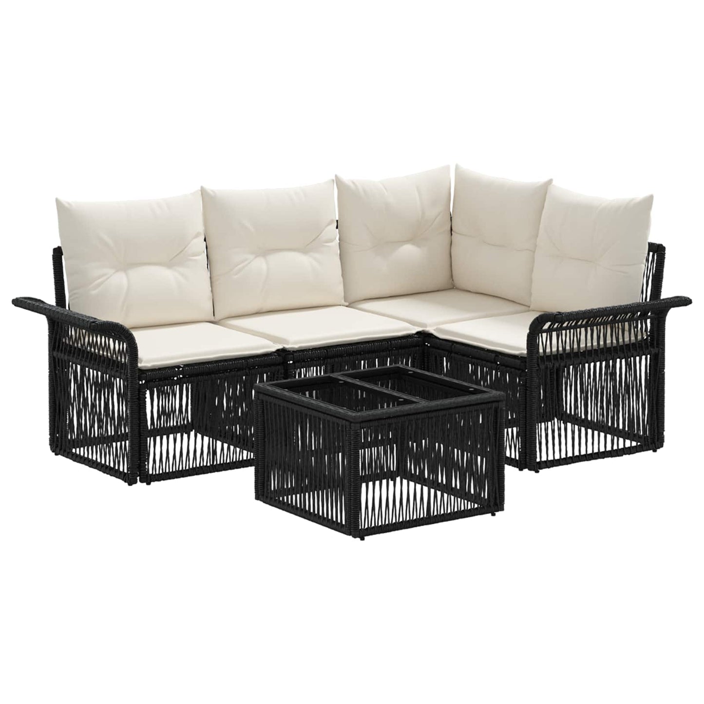 Tuinbankenset 5 pcs Zwart poly rattan