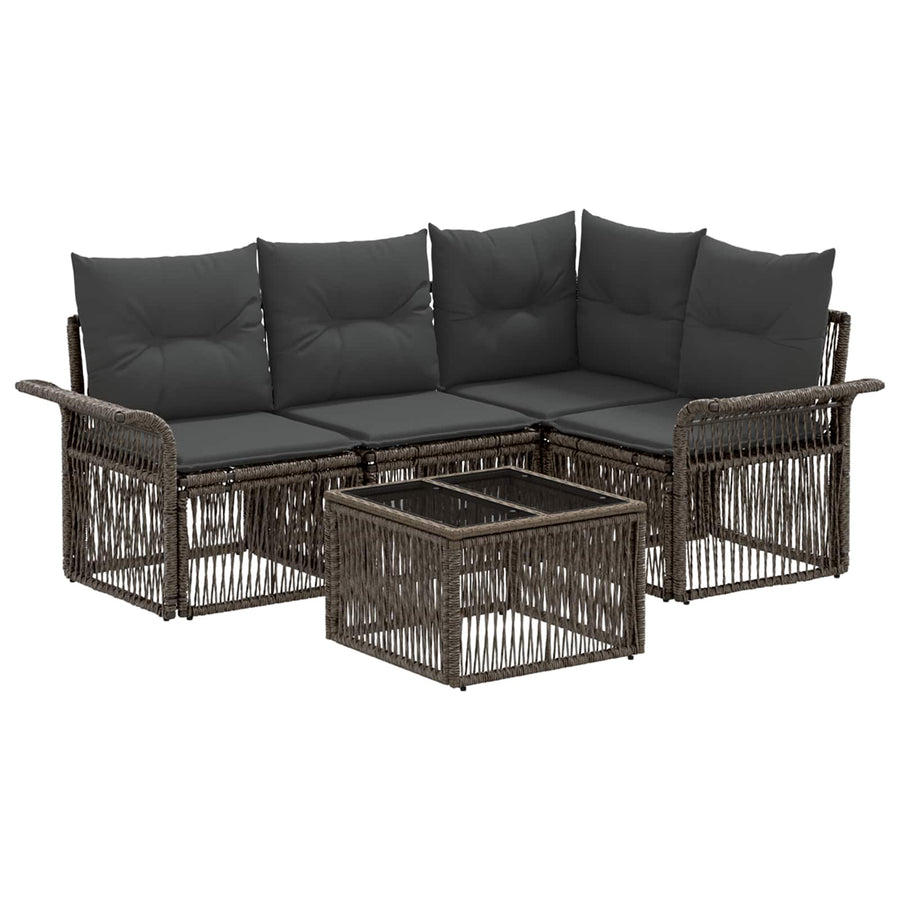Tuinbankenset 5 pcs Grijs poly rattan