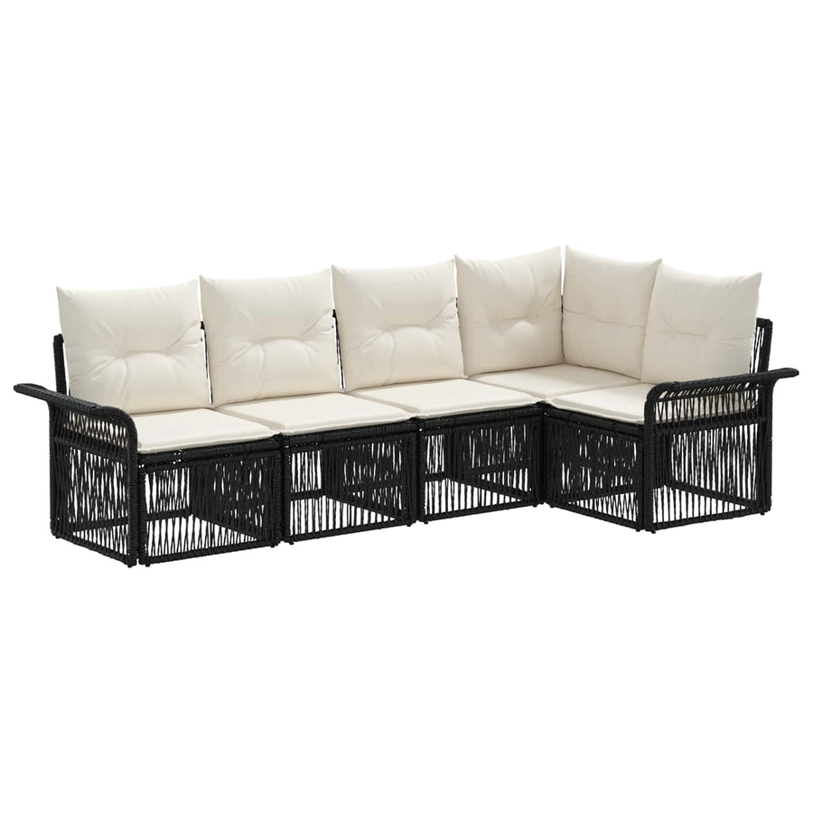 Tuinbankenset 5 pcs Zwart poly rattan