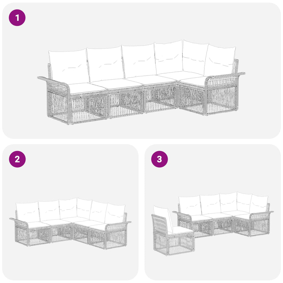Tuinbankenset 5 pcs Grijs poly rattan