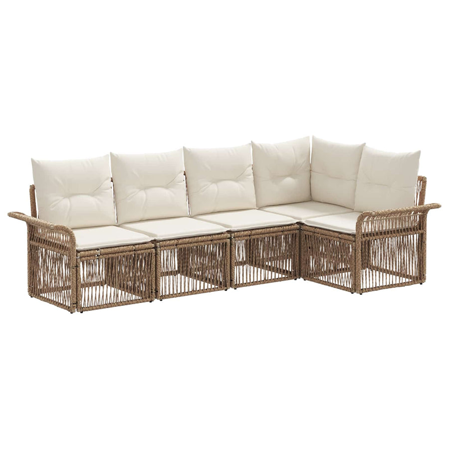 Tuinbankenset 5 pcs Beige poly rattan