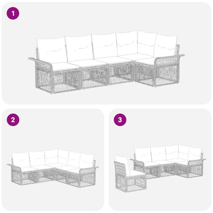 Tuinbankenset 5 pcs Beige poly rattan