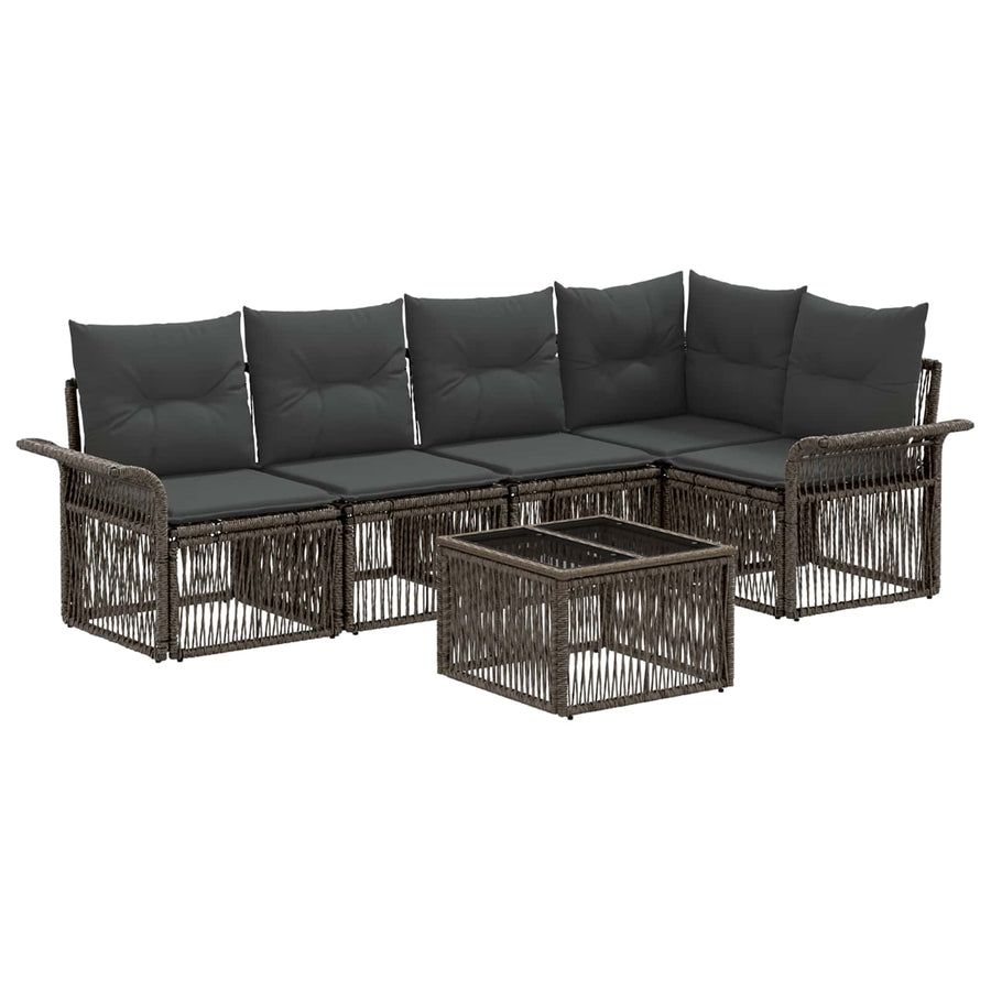 Tuinbankenset 6 pcs Grijs poly rattan