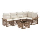 Garden bench set 6 pcs Beige poly rattan