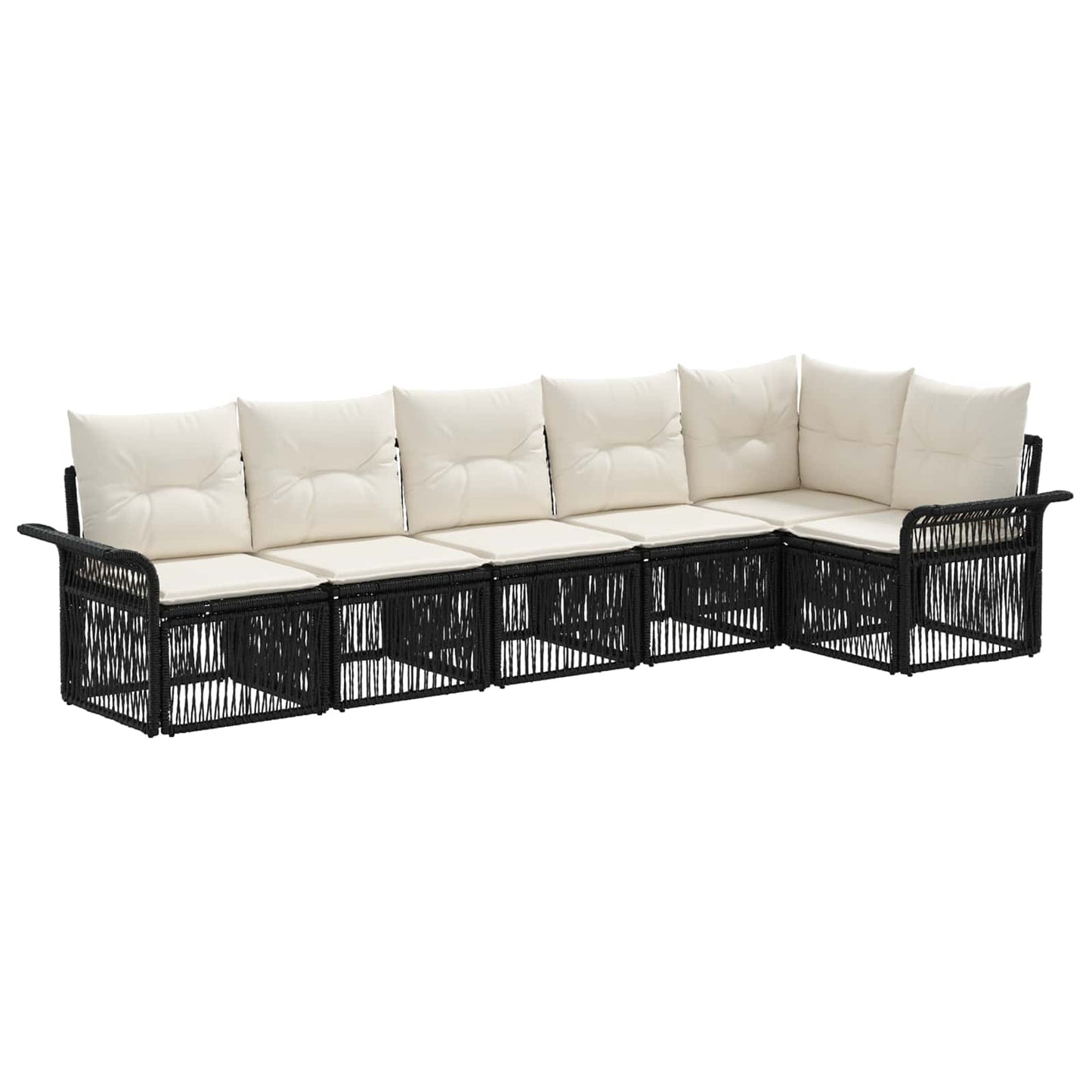 Tuinbankenset 6 pcs Zwart poly rattan
