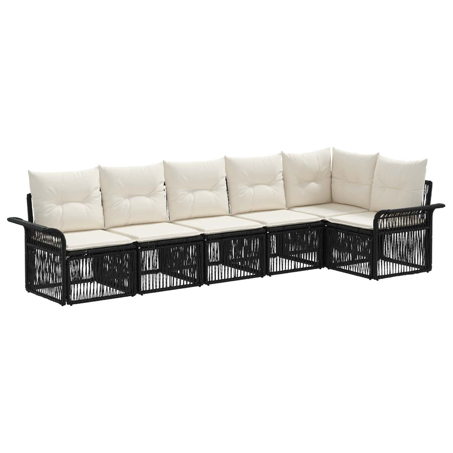 Tuinbankenset 6 pcs Zwart poly rattan