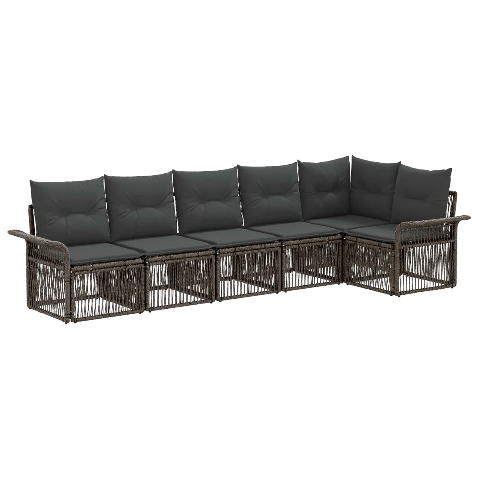 Tuinbankenset 6 pcs Grijs poly rattan