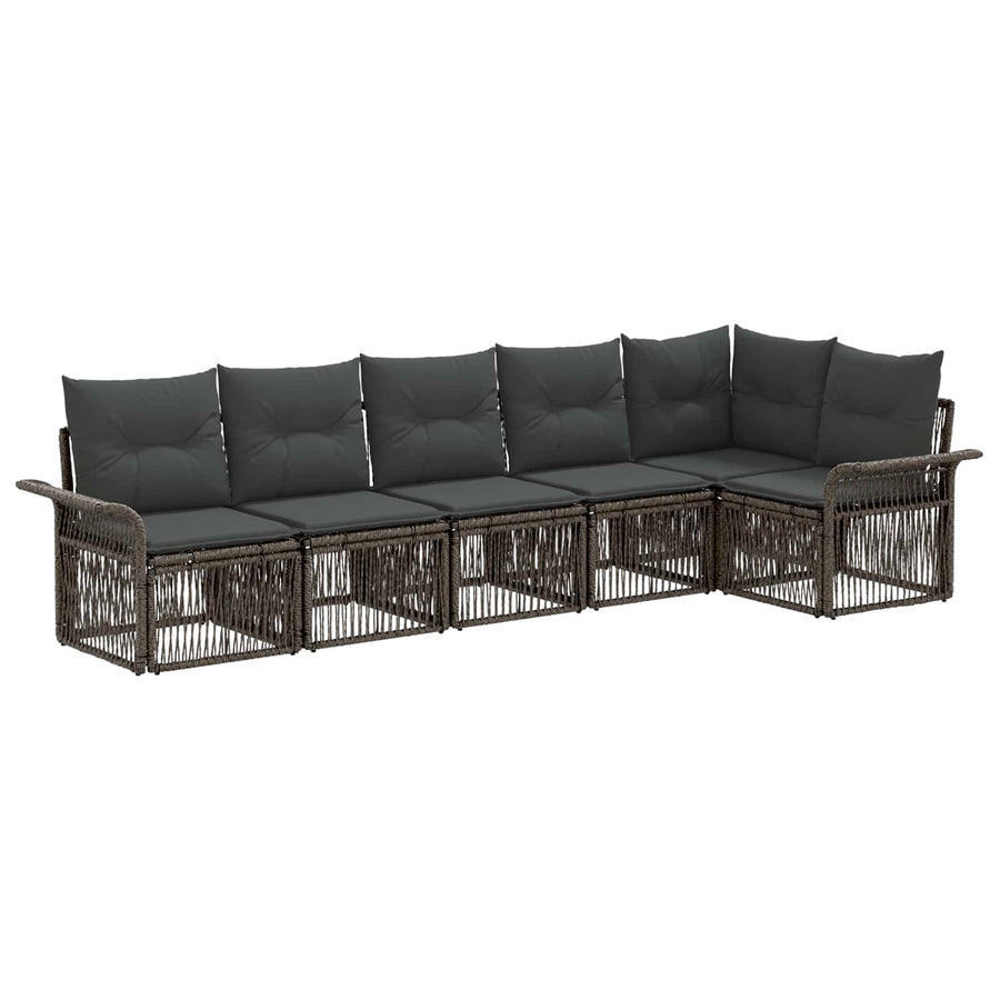 Tuinbankenset 6 pcs Grijs poly rattan