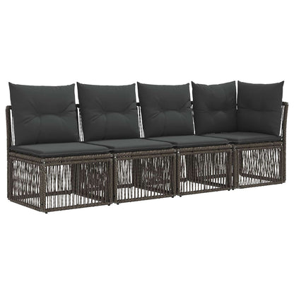 Tuinbankenset 6 pcs Grijs poly rattan
