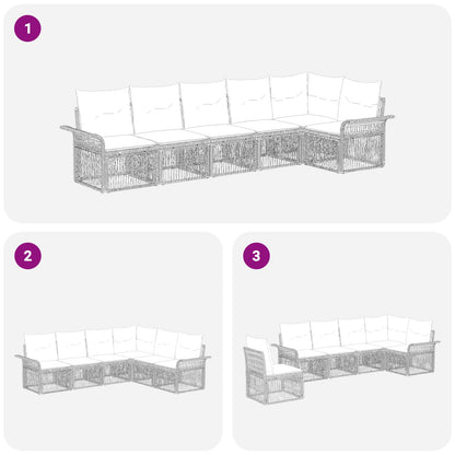 Tuinbankenset 6 pcs Grijs poly rattan