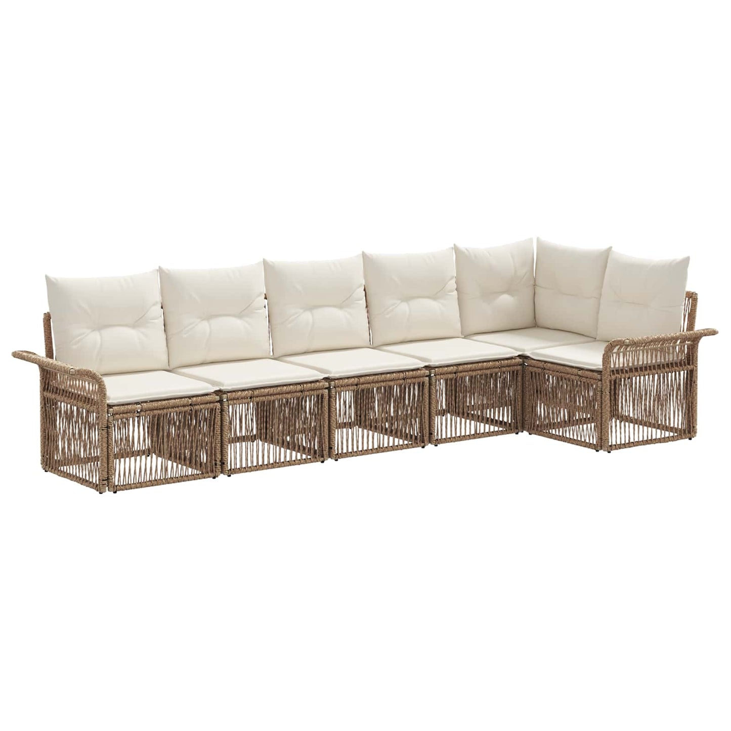 Tuinbankenset 6 pcs Beige poly rattan