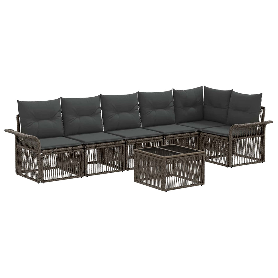 Tuinbankenset 7 pcs Grijs poly rattan