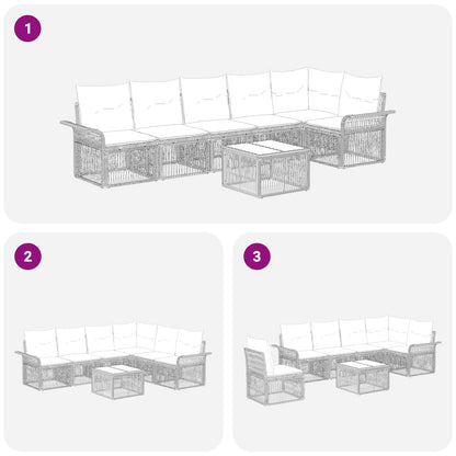Tuinbankenset 7 pcs Grijs poly rattan