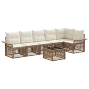 Tuinbankenset poly rattan beige 7-delig