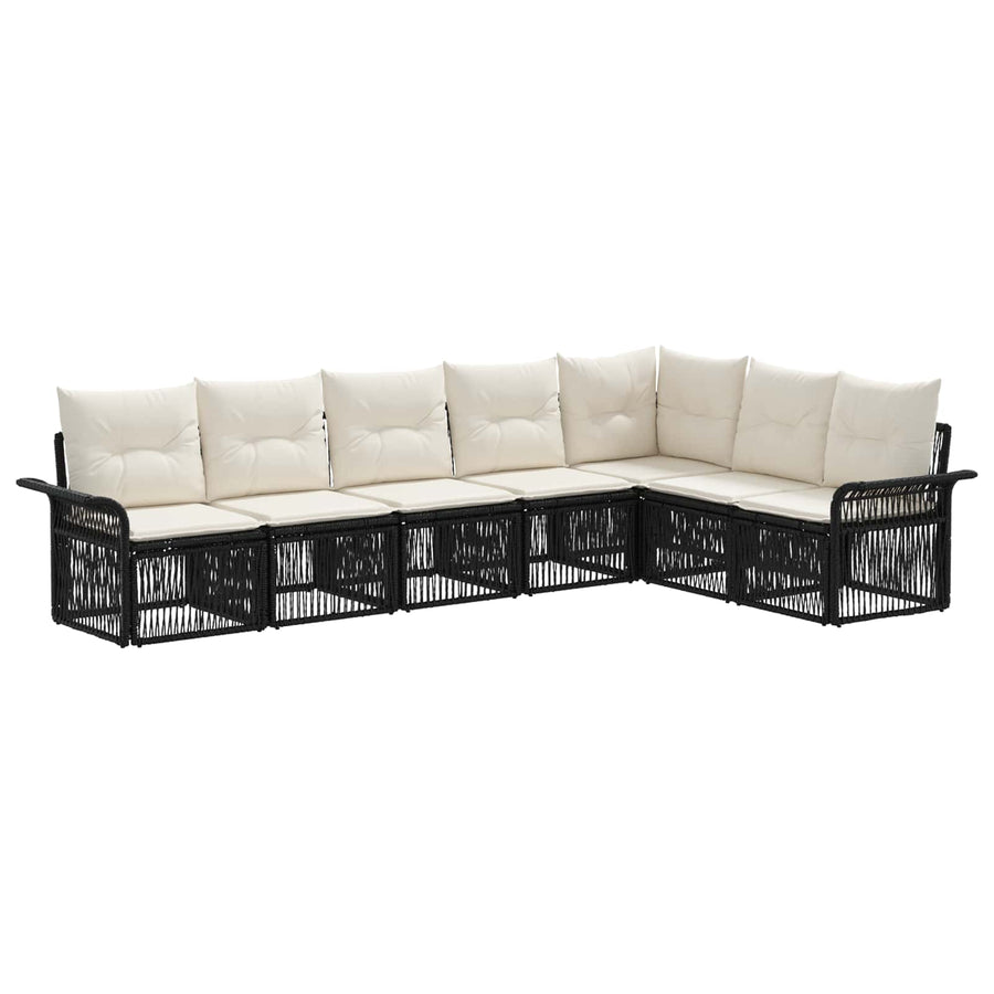 Tuinbankenset 7 pcs Zwart poly rattan