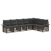 Tuinset poly rattan 7-delig grijs