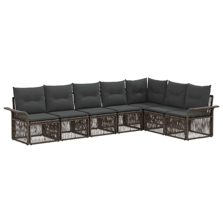 Tuinbankenset 7 pcs Grijs poly rattan