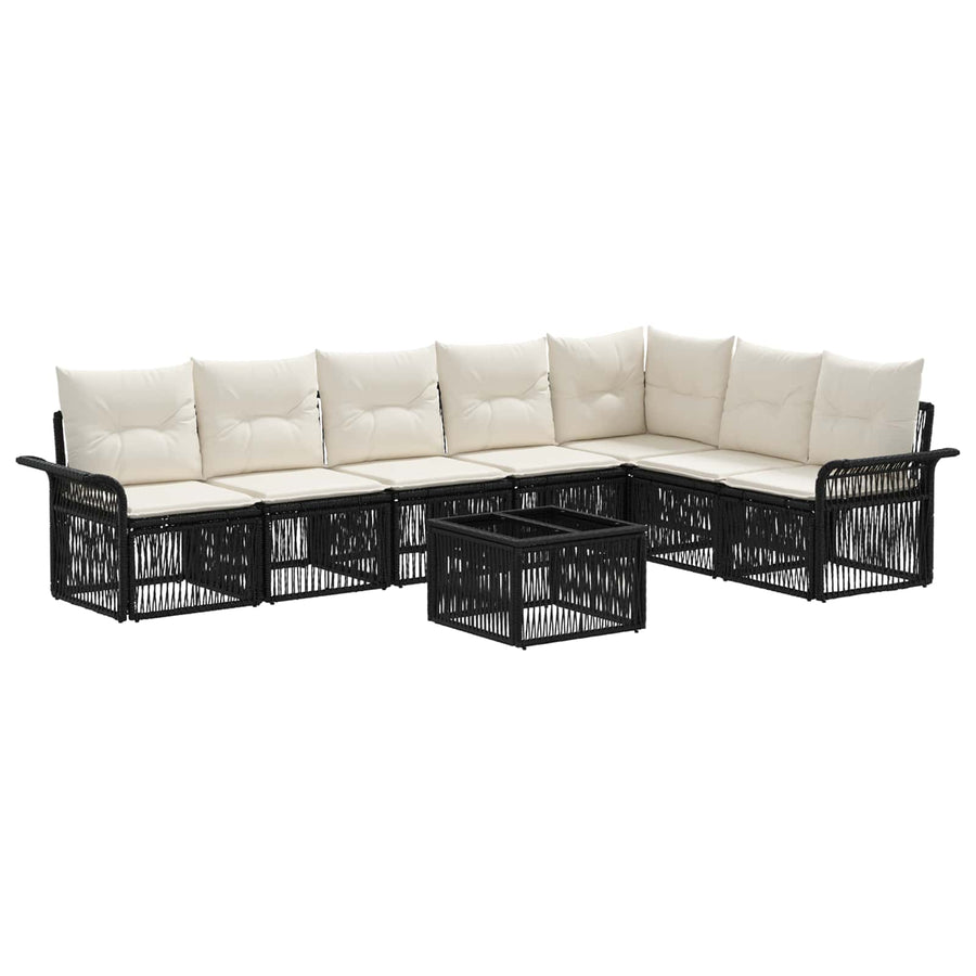 Tuinbankenset 8 pcs Zwart poly rattan