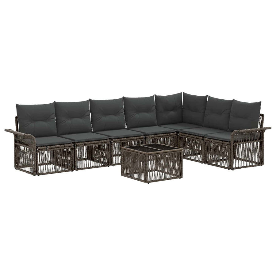 Tuinbankenset 8 pcs Grijs poly rattan