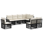 Tuinbankenset poly rattan zwart 8 personen
