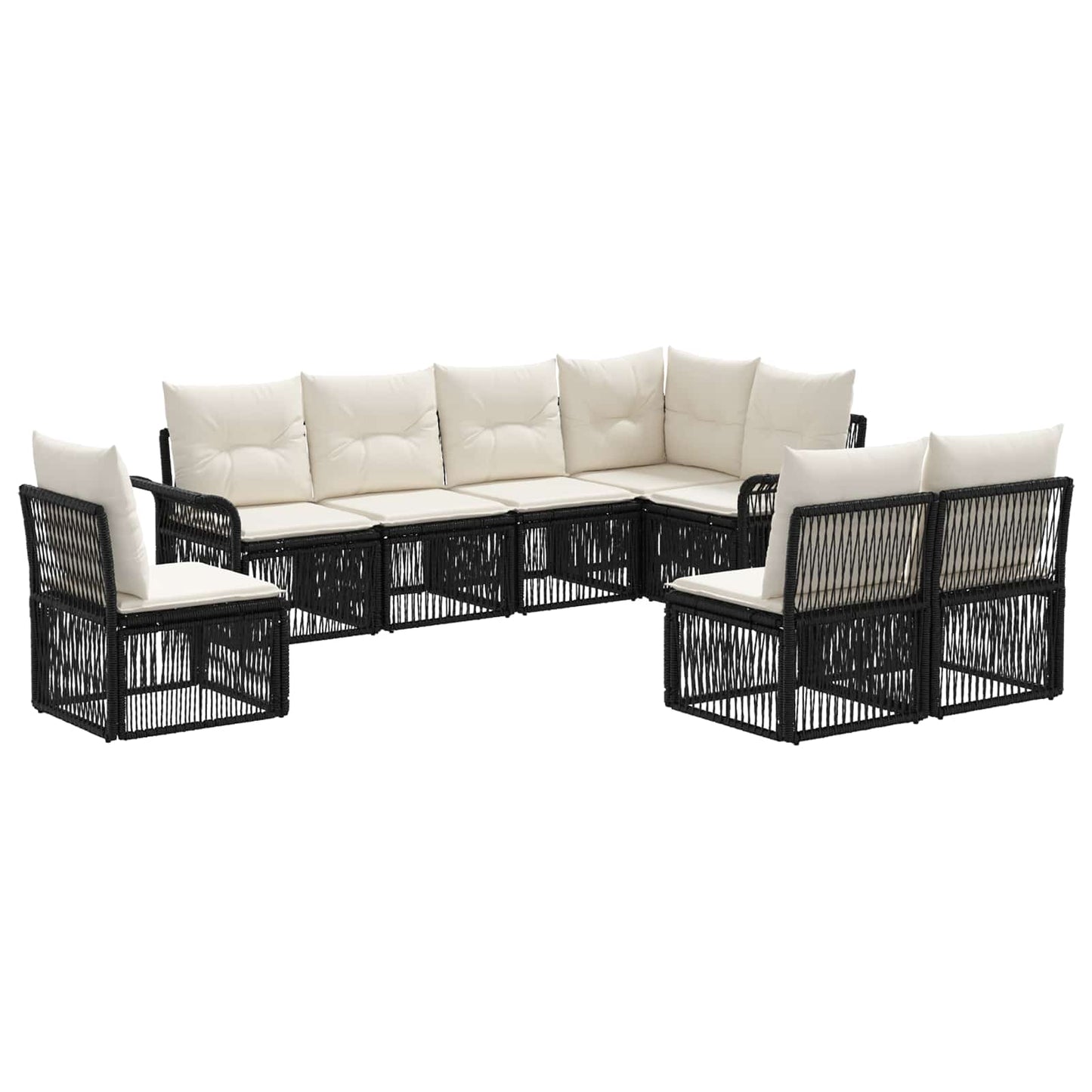 Tuinbankenset 8 pcs Zwart poly rattan