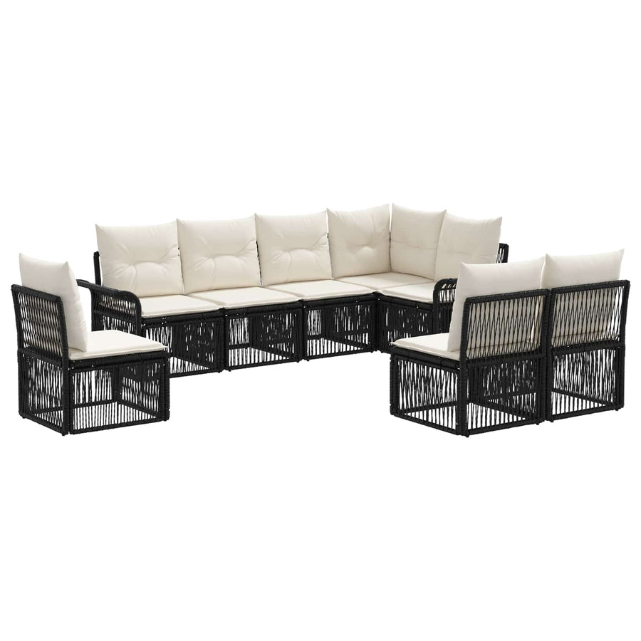 Tuinbankenset 8 pcs Zwart poly rattan