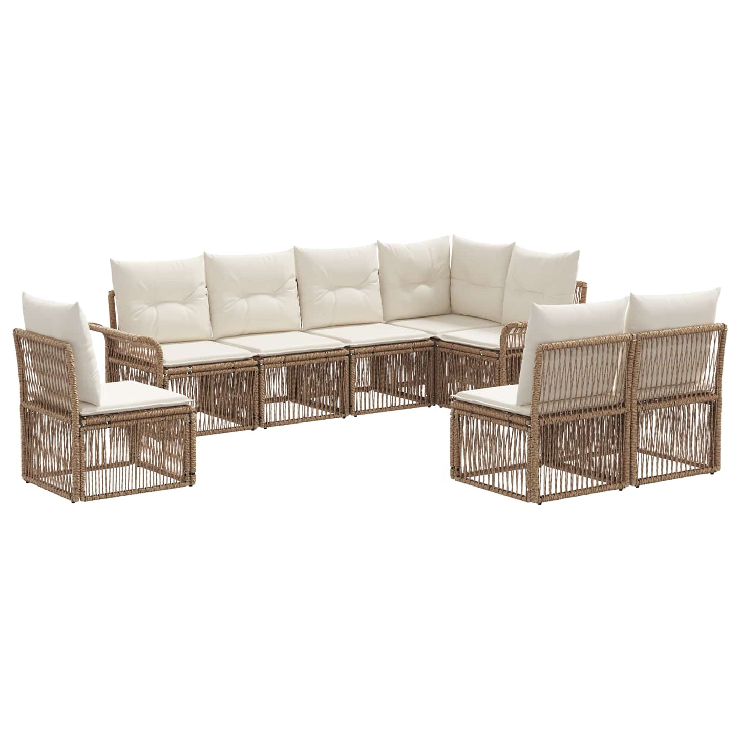 Tuinbankenset 8 pcs Beige poly rattan